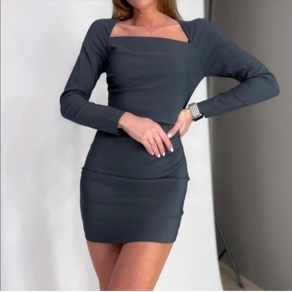 Zara * PLEATED MINI DRESS size S Gray